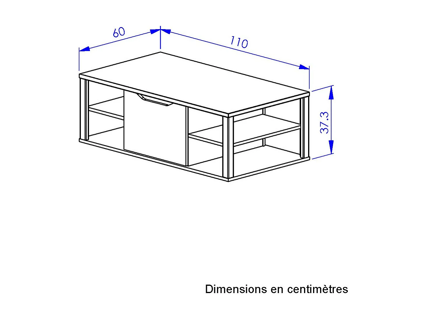 Table basse BUXTON avec rangement central - Fabrication Française