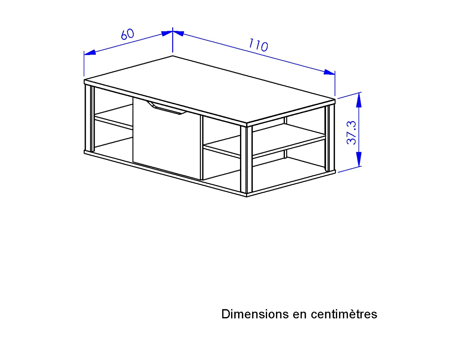 Table basse BUXTON avec rangement central - Fabrication Française