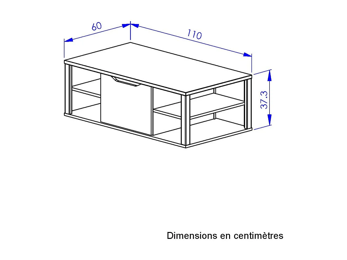 Mesa de centro industrial com armazenamento central BUXTON - Fabricação francesa
