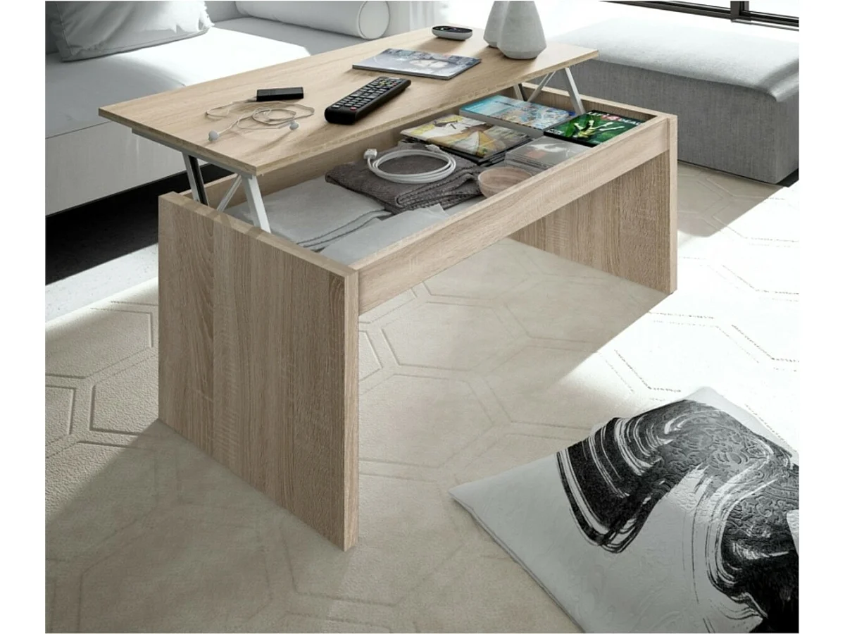 Table basse à plateau relevable L102 x H43/54 cm