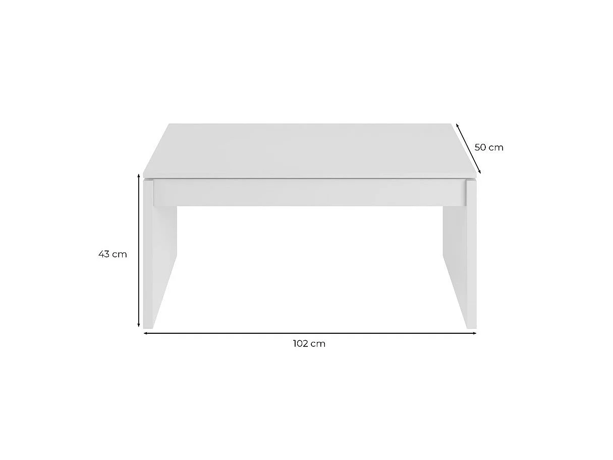 Table basse à plateau relevable L102 x H43/54 cm