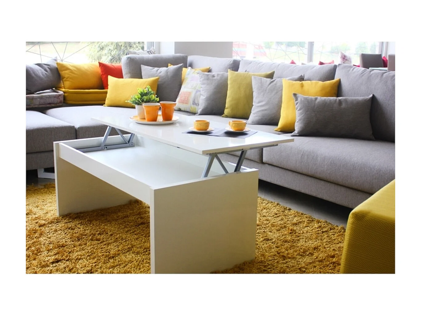 Table basse à plateau relevable L102 x H43/54 cm