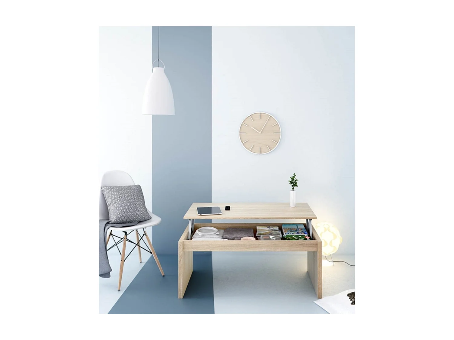 Table basse à plateau relevable L102 x H43/54 cm