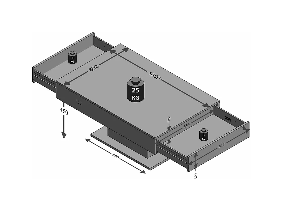 Table Basse avec Rangements Cachés L100cm - Avola
