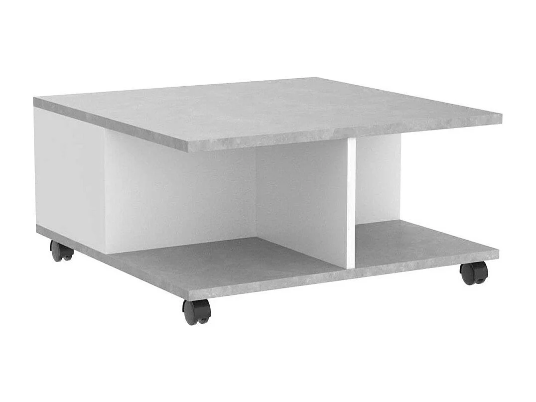 Table Basse sur Roulettes 2 Tiroirs 2 Niches L70 cm - Twin
