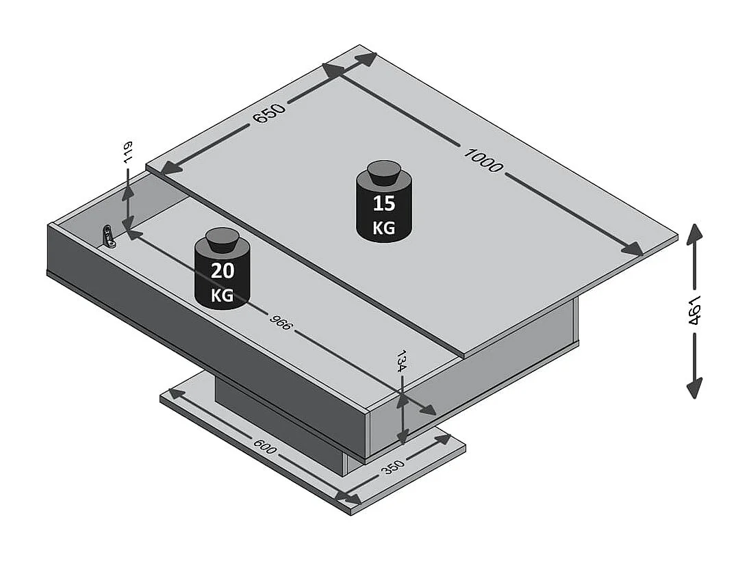 Table Basse avec Rangements Cachés L100cm - Avola
