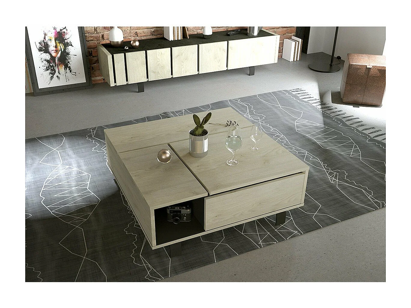 Table basse plateau relevable RUSH - Fabrication Française