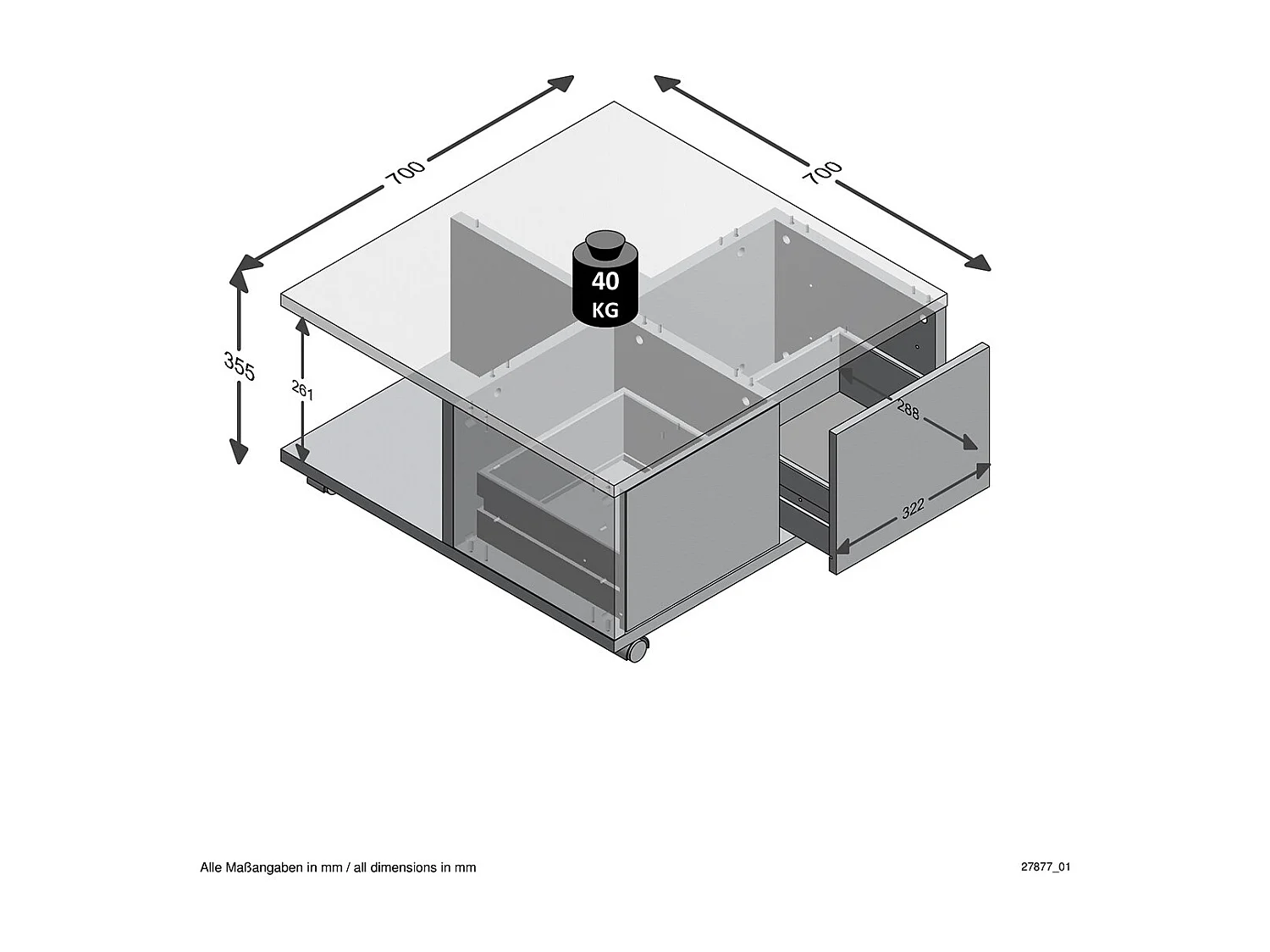 FMD Mobiler Couchtisch Artisan-Eiche