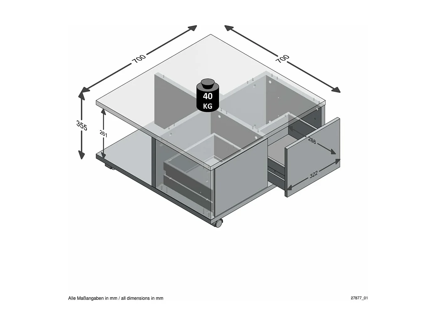 FMD Mobiler Couchtisch Artisan-Eiche