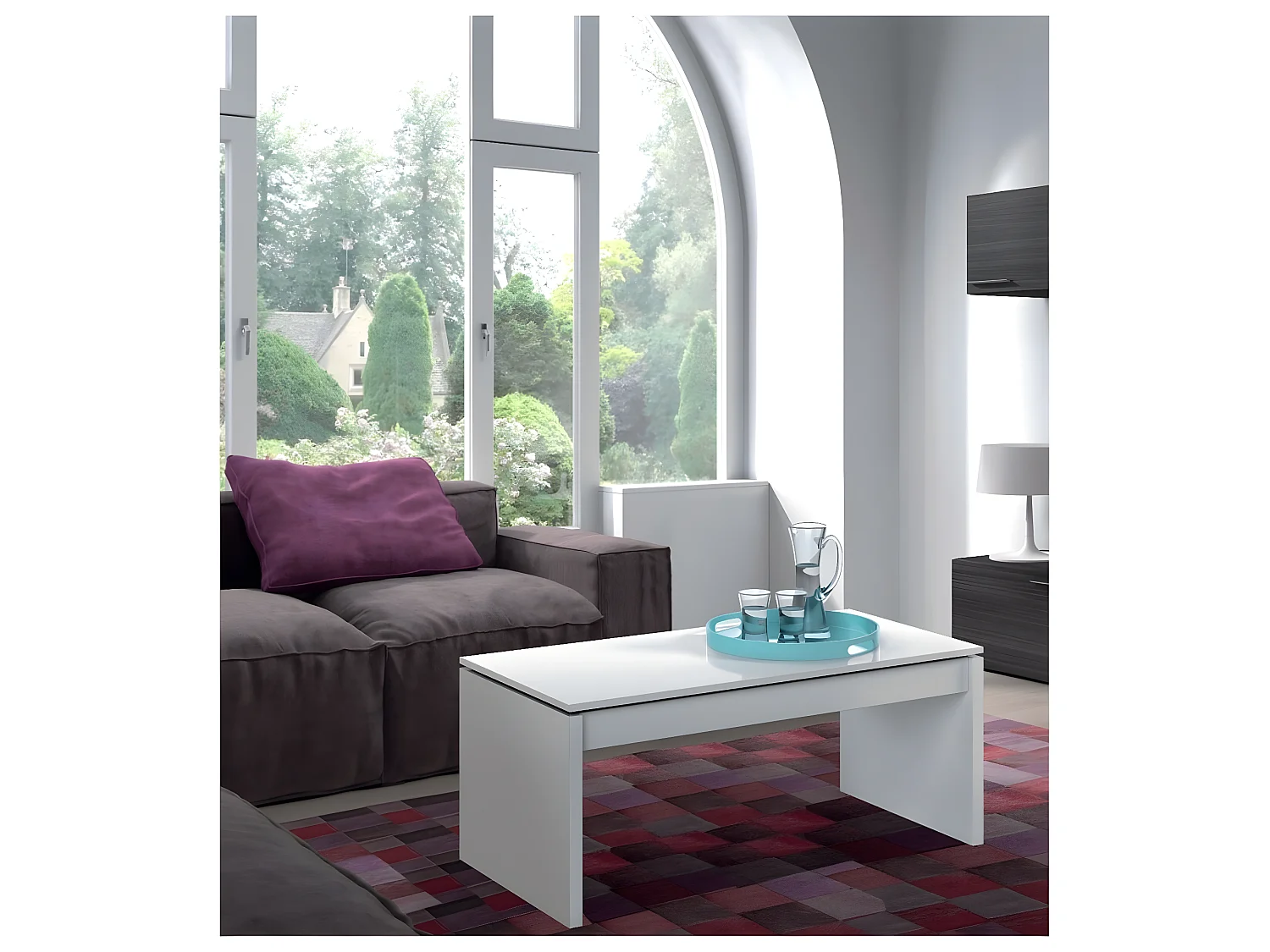 Table basse à plateau relevable L102 x H43/54 cm