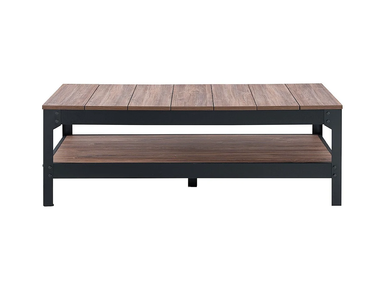 Mesa de centro de metal negro y madera - 117 cm