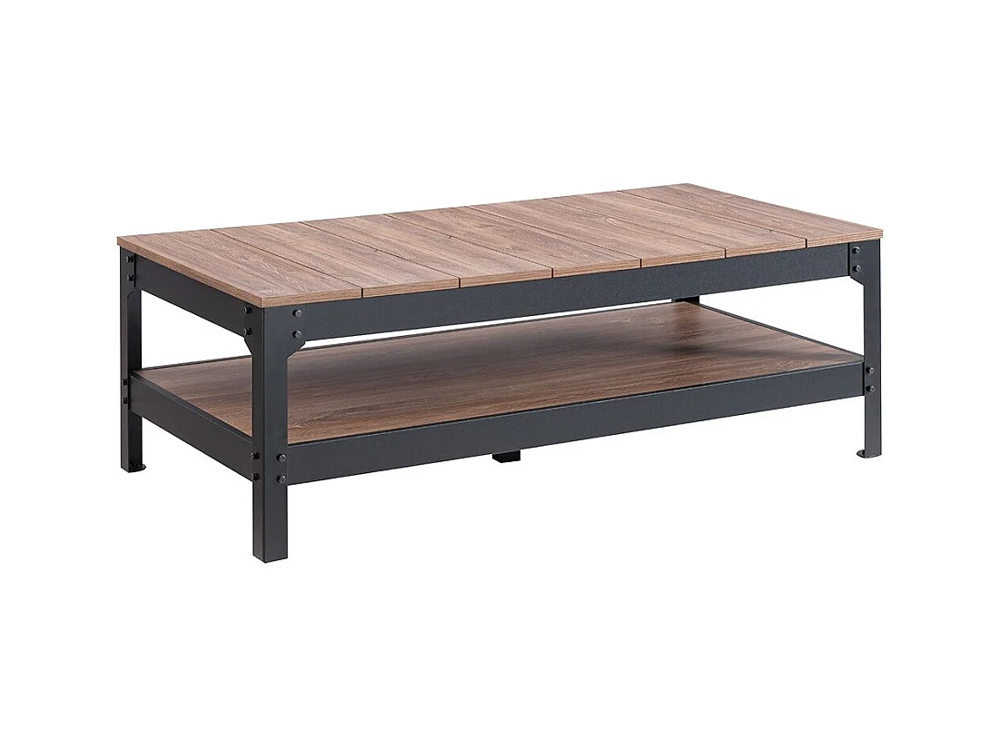 Mesa de centro de metal negro y madera - 117 cm