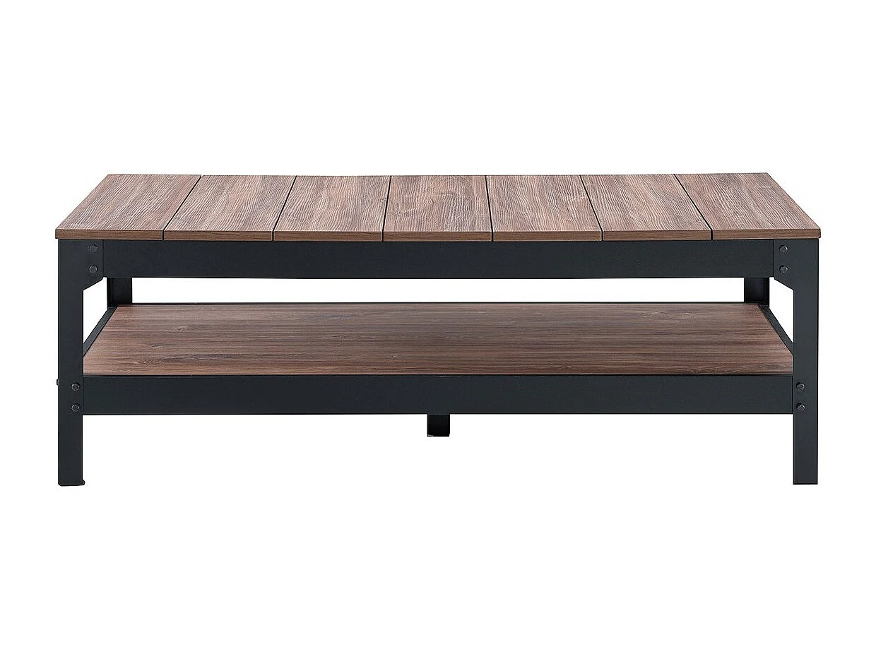 Mesa de centro de metal negro y madera - 117 cm