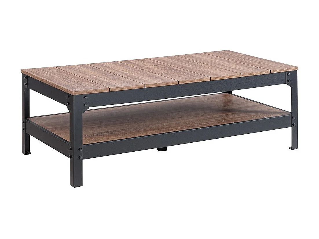Mesa de centro de metal negro y madera - 117 cm