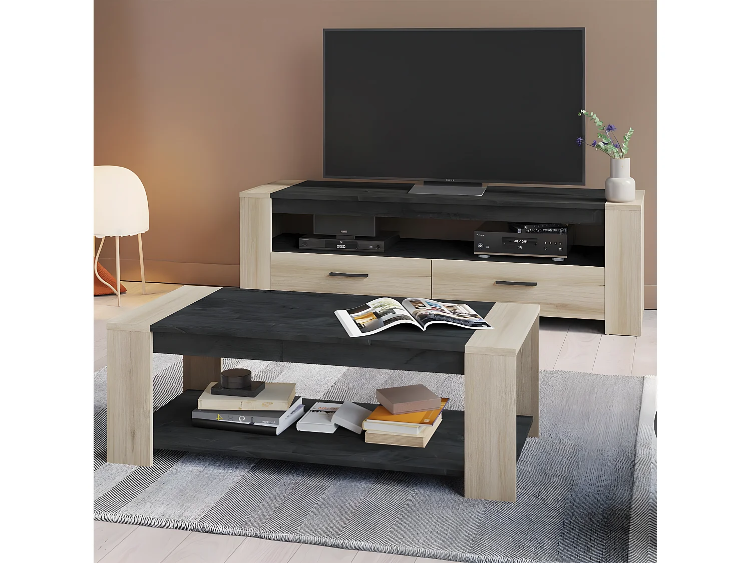 Table Basse avec 2 Plateaux L109 cm - Sheffield