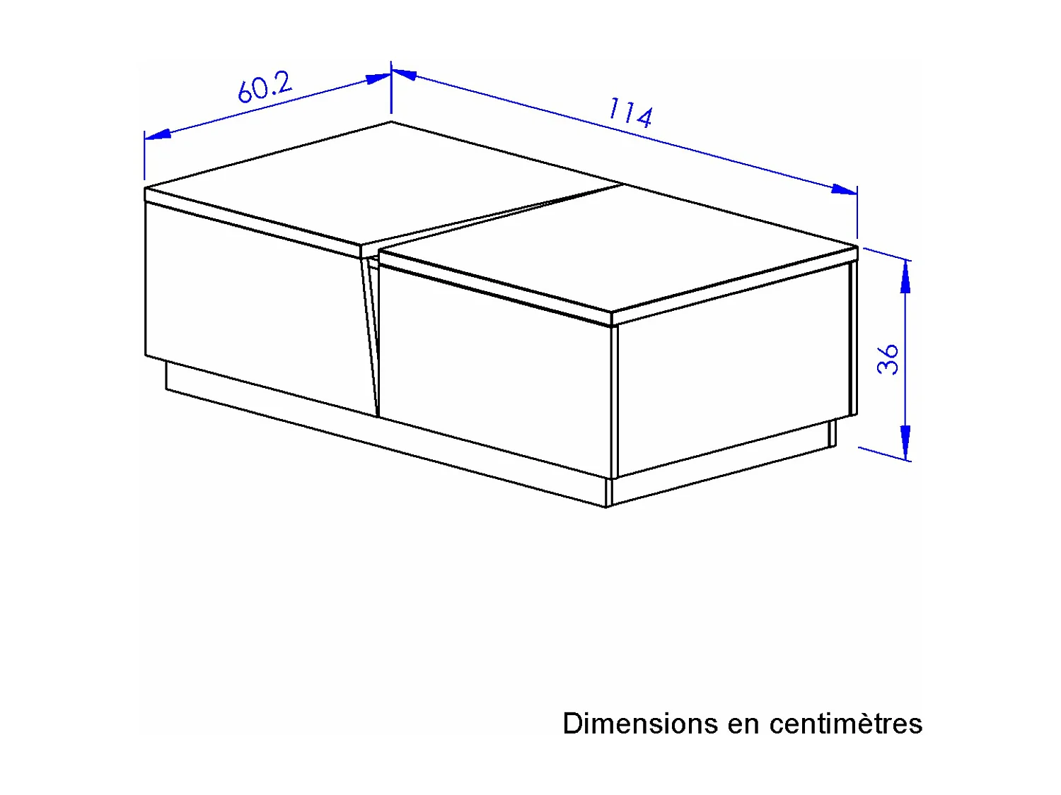 Table basse effet bois chêne  1 tiroir & niche fabriquée en france