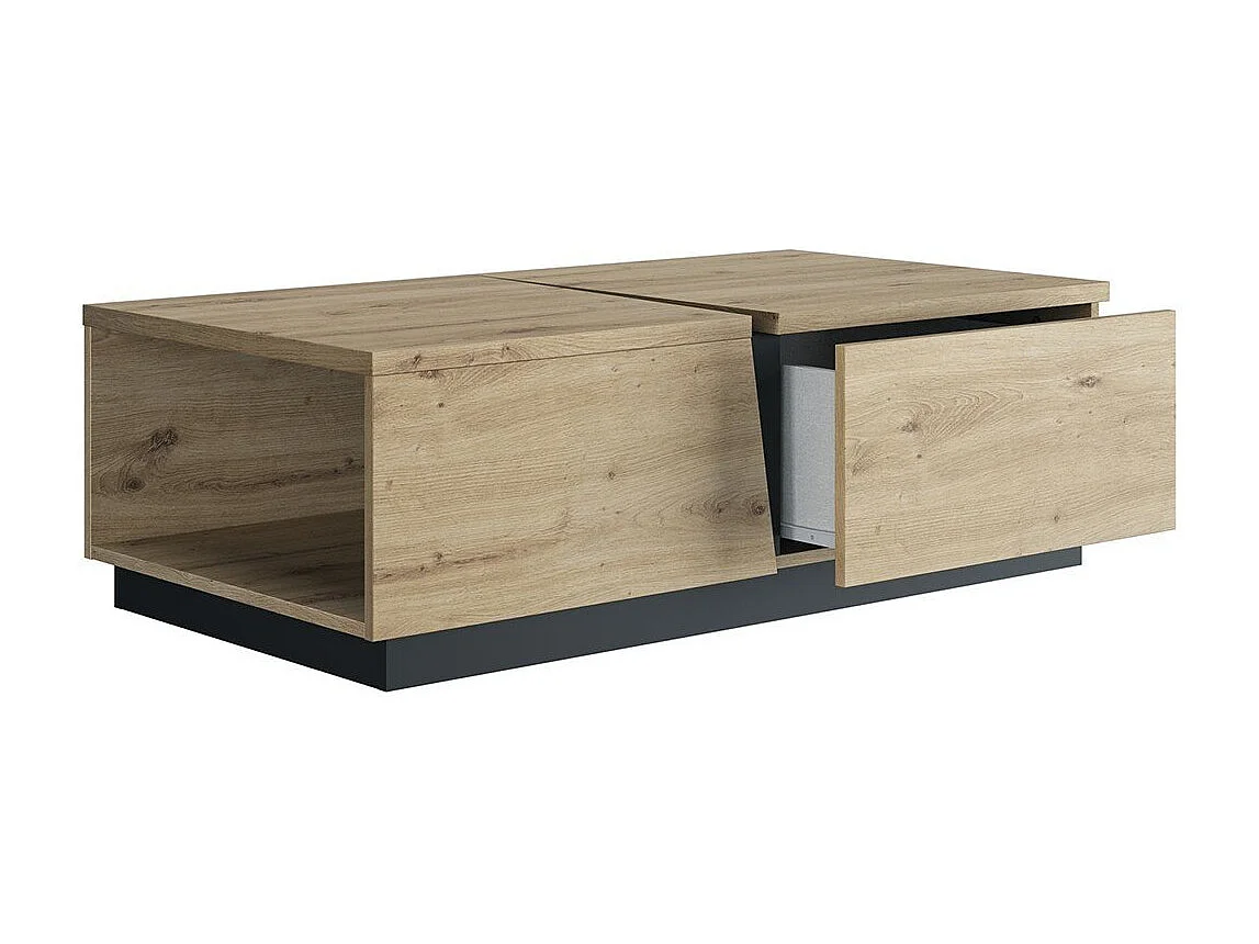 Table basse effet bois chêne  1 tiroir & niche fabriquée en france