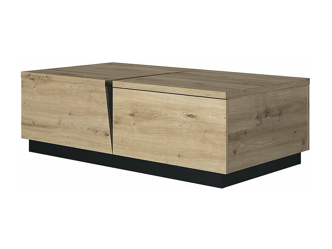 Table basse effet bois chêne  1 tiroir & niche fabriquée en france