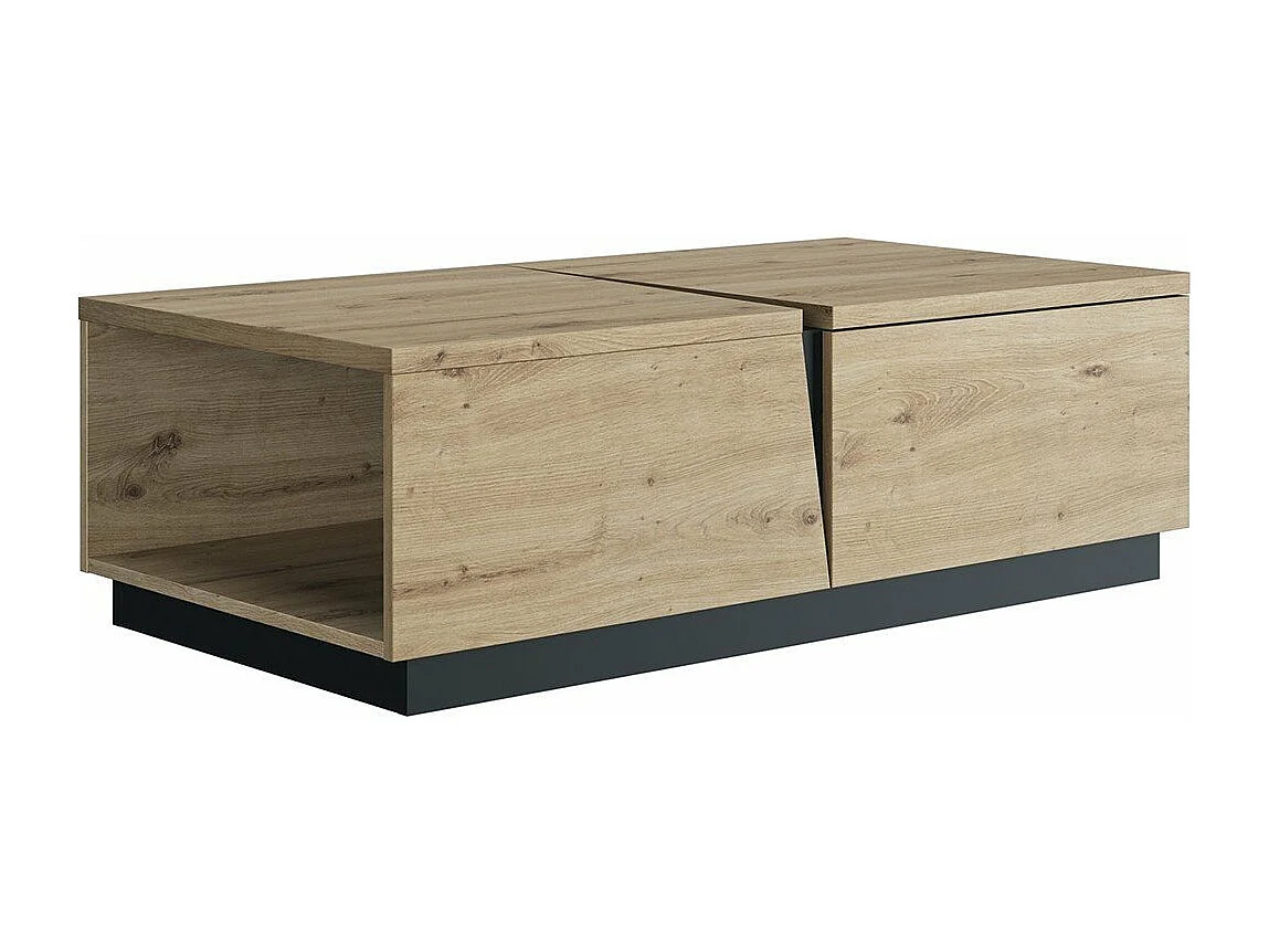 Table basse effet bois chêne  1 tiroir & niche fabriquée en france