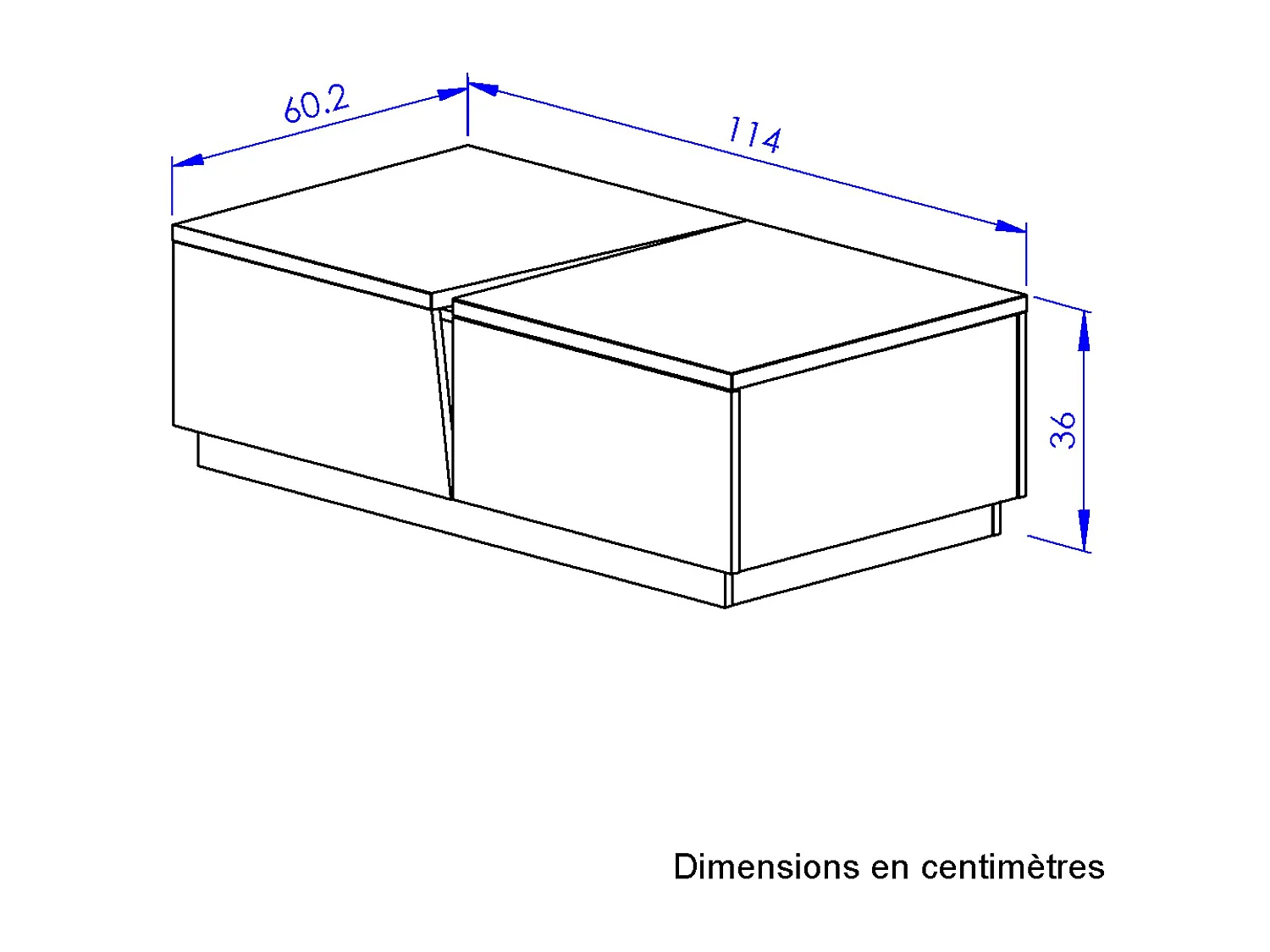 Table basse effet bois chêne  1 tiroir & niche fabriquée en france