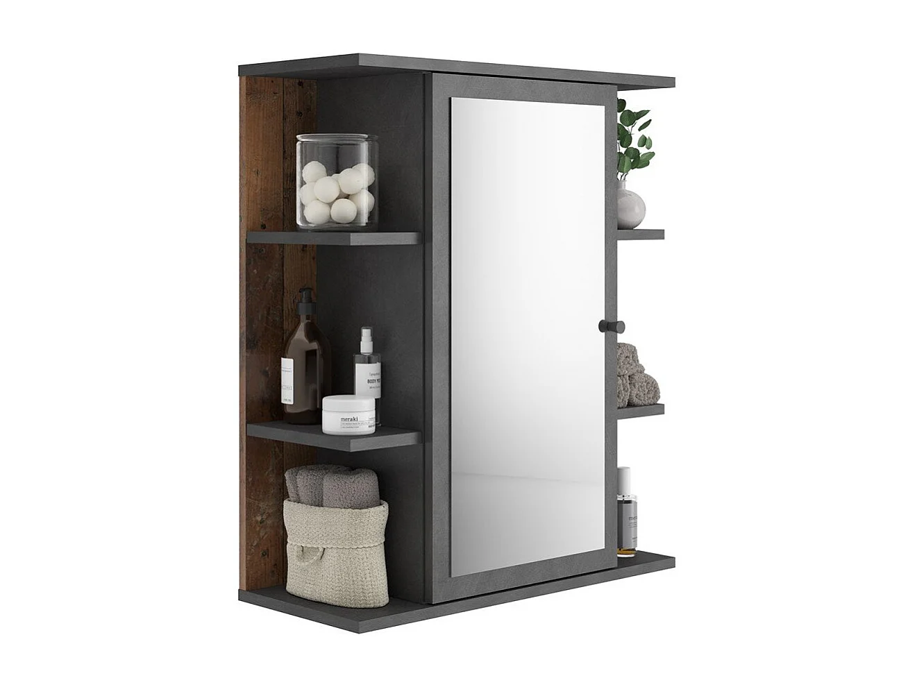 Armário para lavatório espelhado Matera escuro antigo