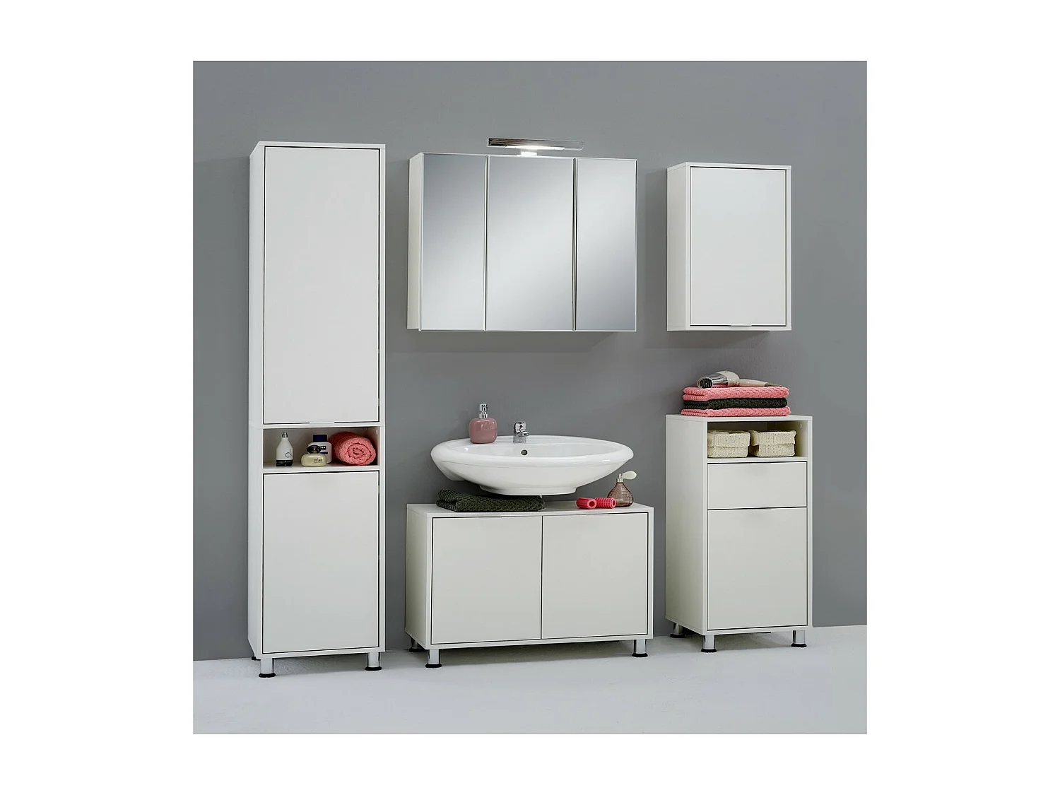 Pensile da Bagno 36,8x17,1x67,3 cm Bianco