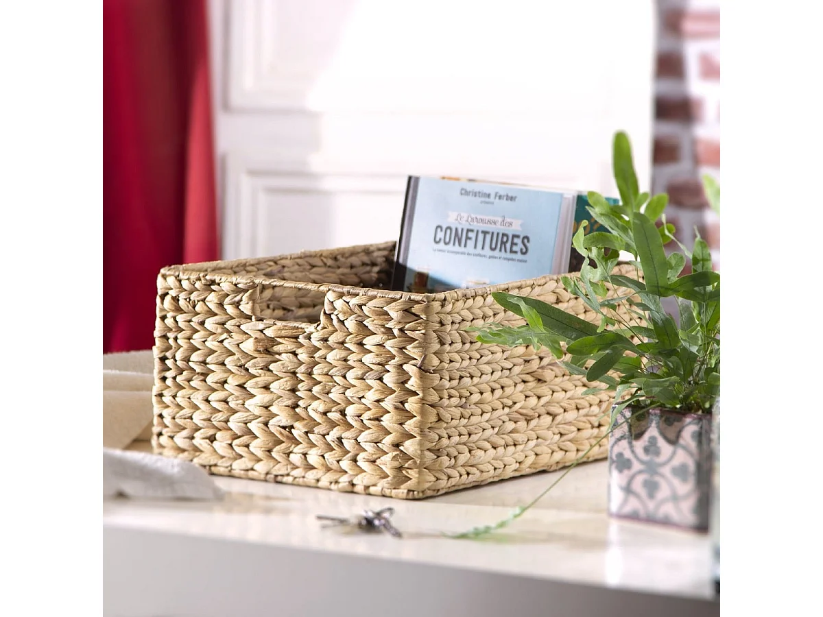 Panier en jacinthe d'eau armature métal - hauteur 20 cm