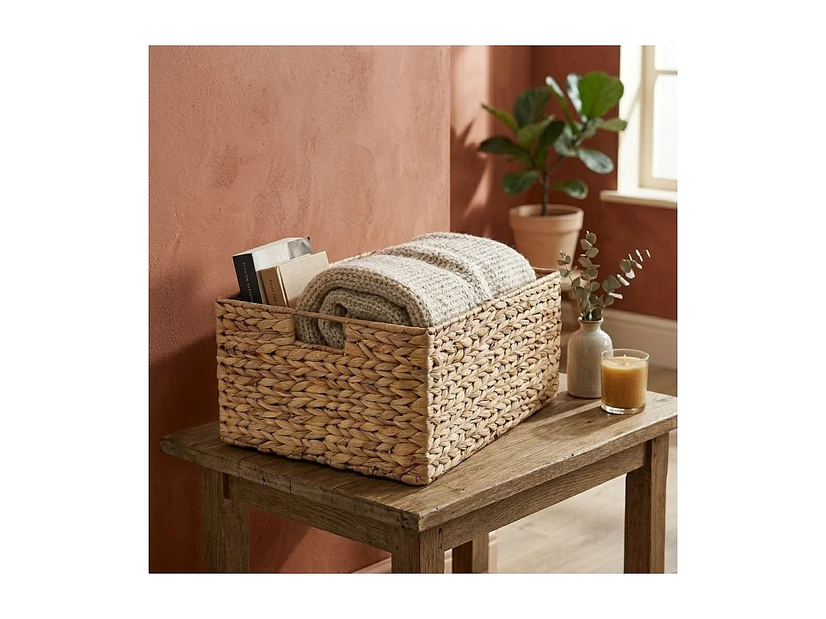 Korb aus Wasserhyazinthe mit Metallrahmen - H20 cm