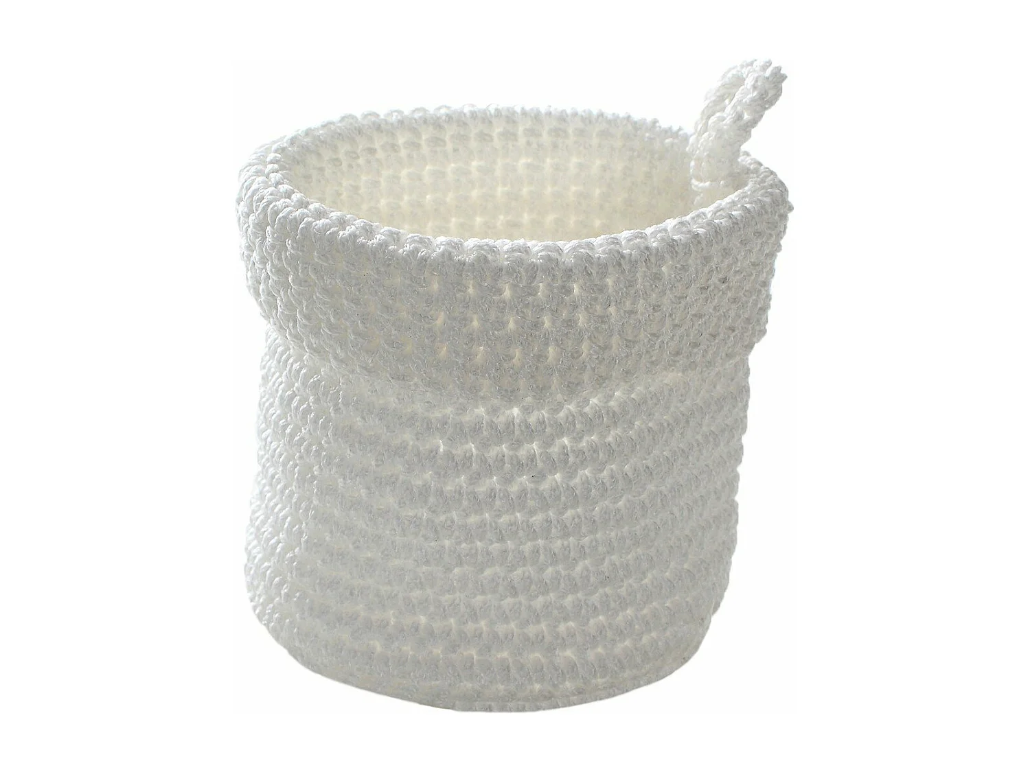 Panier rond maille crochet blanc 12x10cm