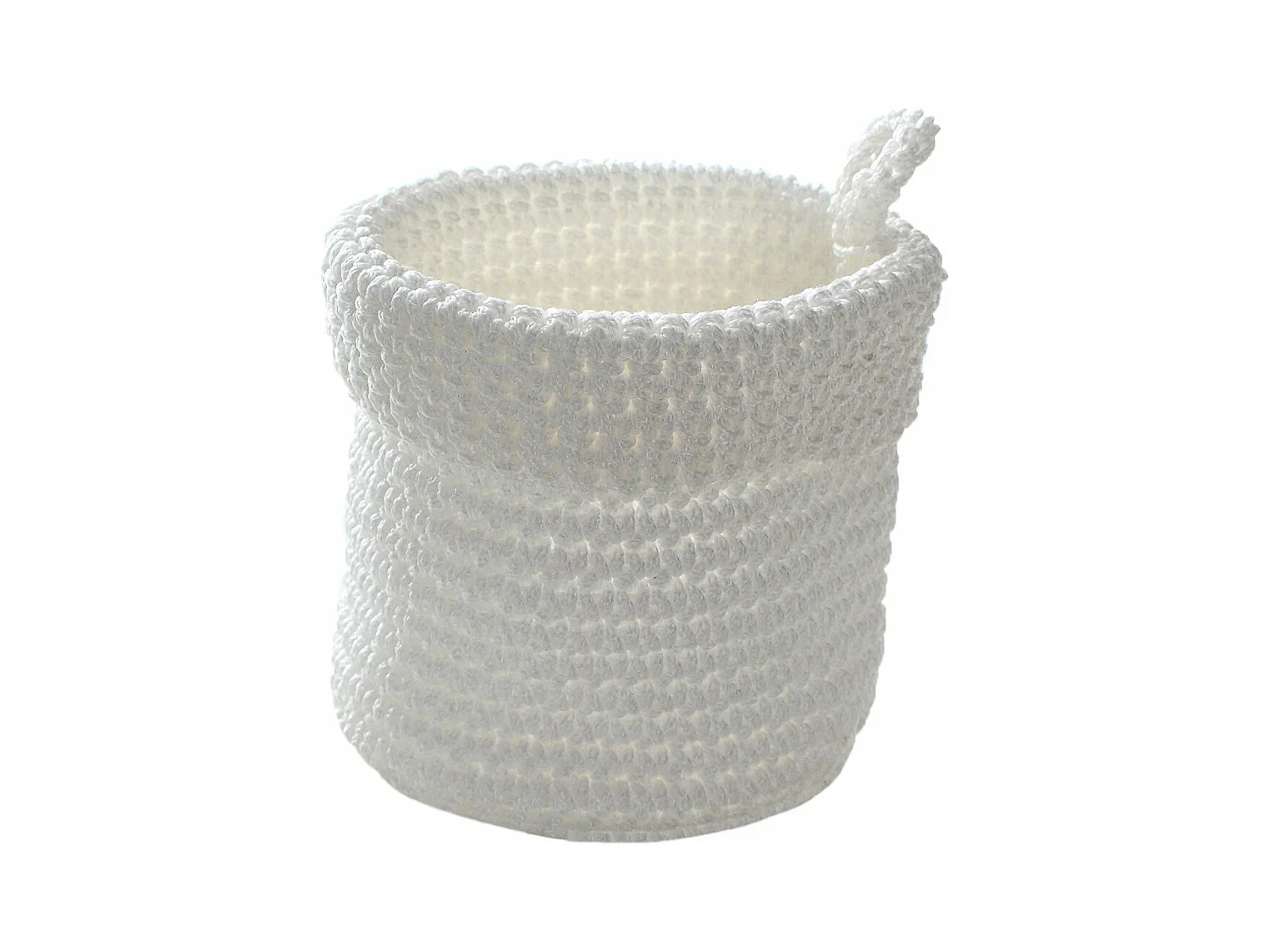 Panier rond maille crochet blanc 12x10cm