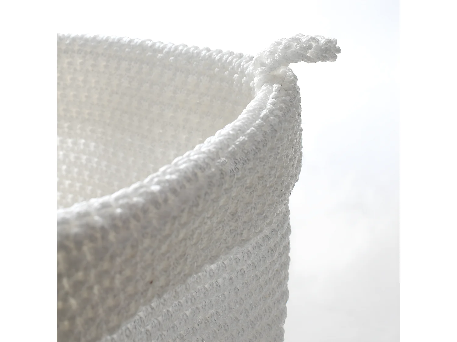 Panier rond maille crochet blanc grand modèle