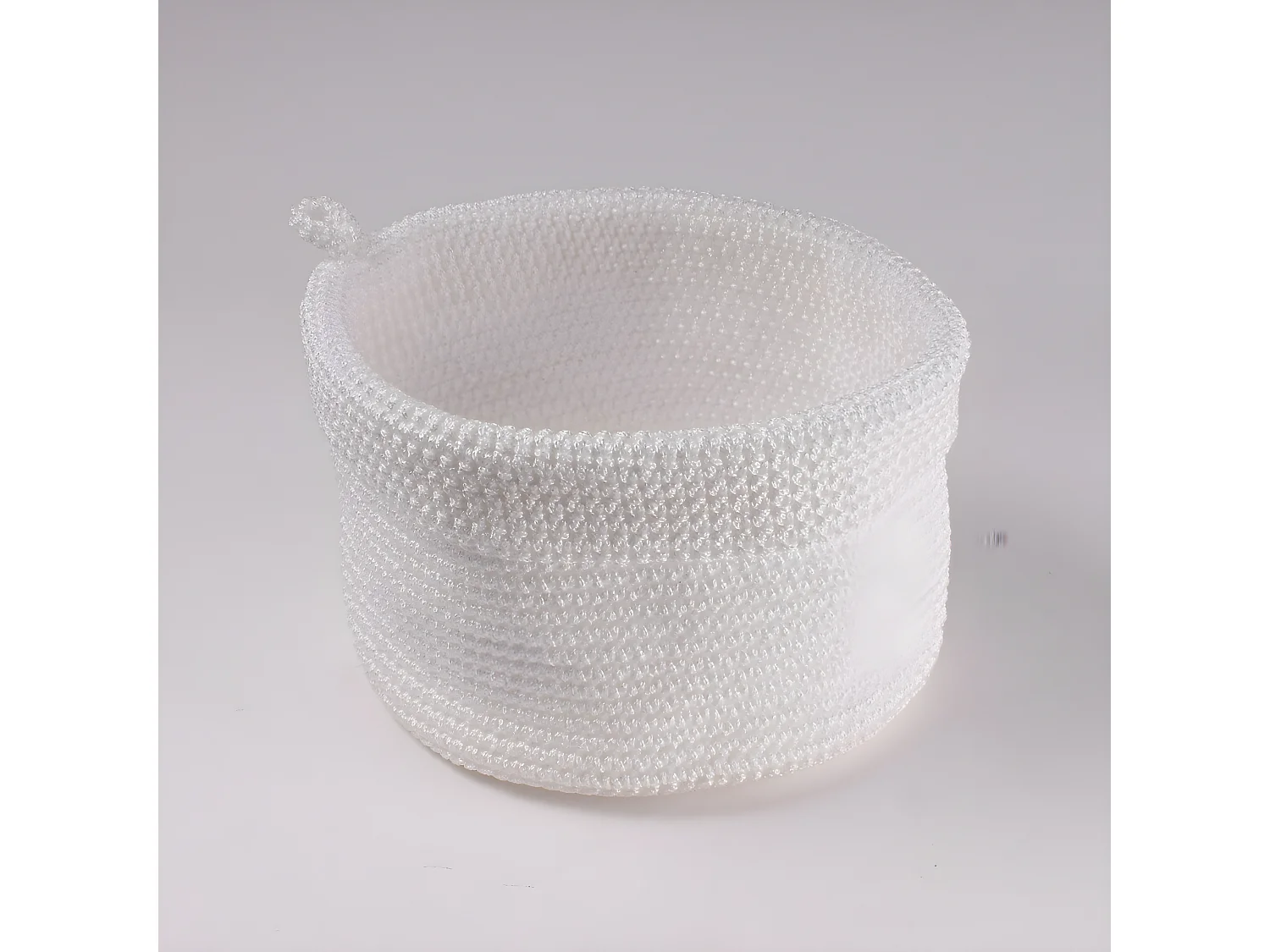 Panier rond maille crochet blanc grand modèle