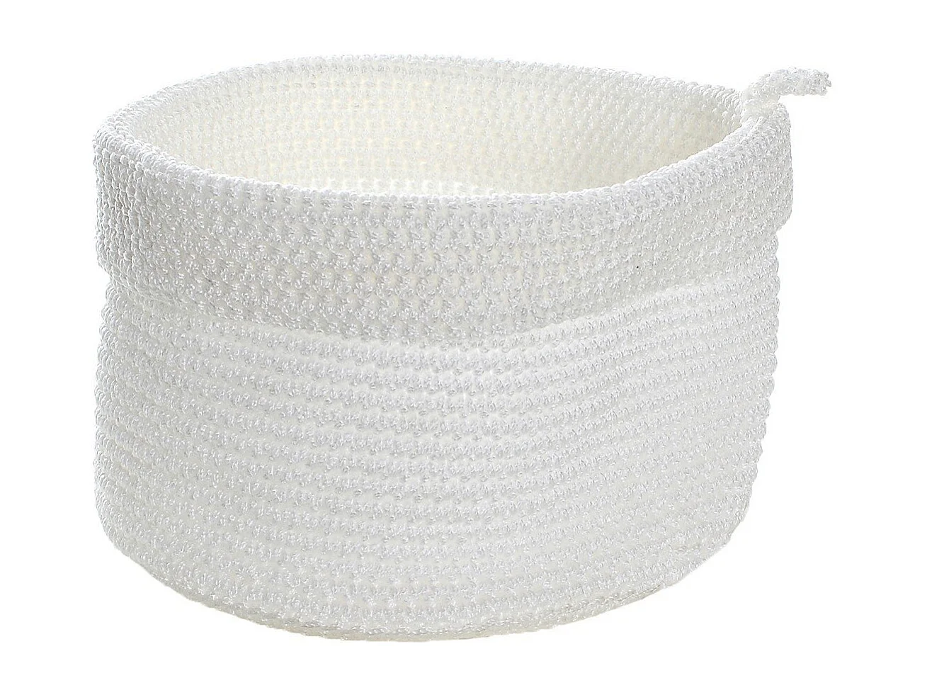 Cesta redonda de malha de crochê branca, grande modelo
