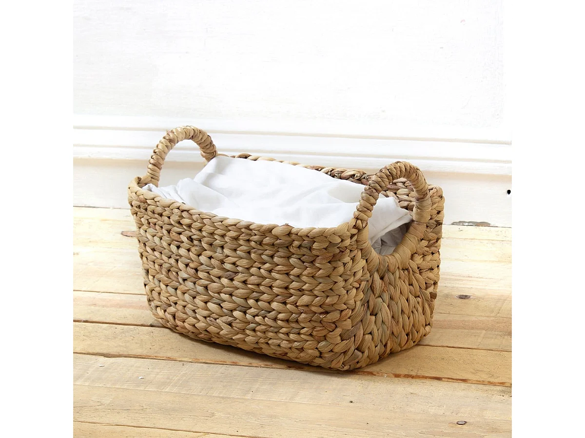 Korb aus Wasserhyazinthe mit Griffen - L36xT19xH22