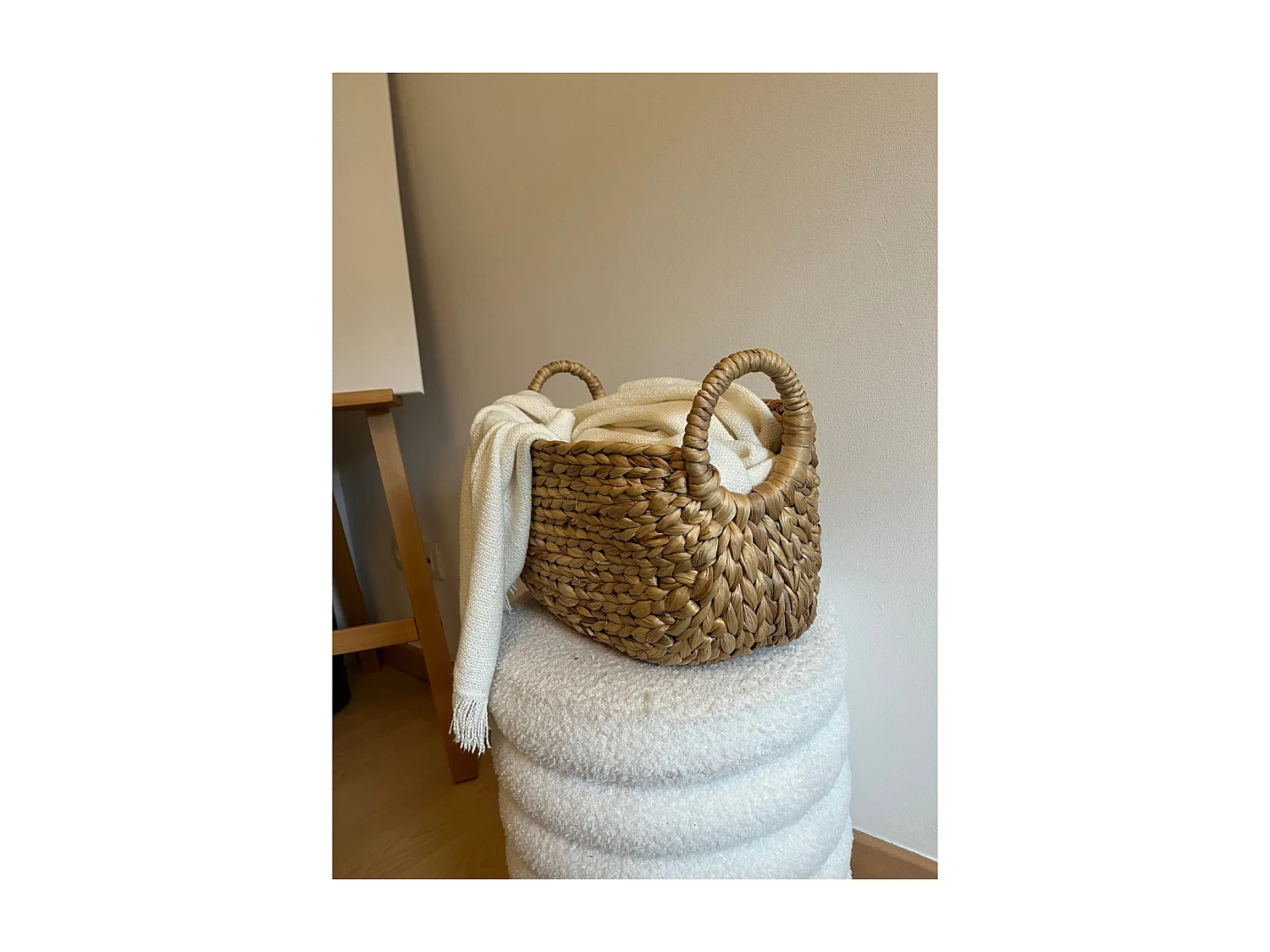 Cesto in Giacinto d'acqua con manici - L 36 cm x P 19 cm x H 22 cm