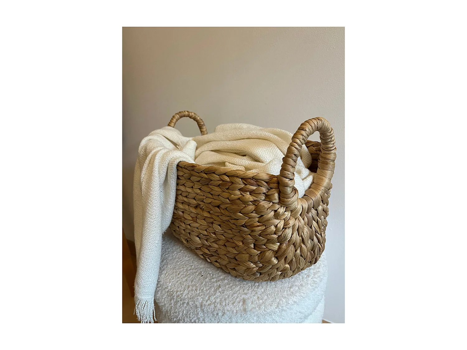 Cesto in Giacinto d'acqua con manici - L 36 cm x P 19 cm x H 22 cm