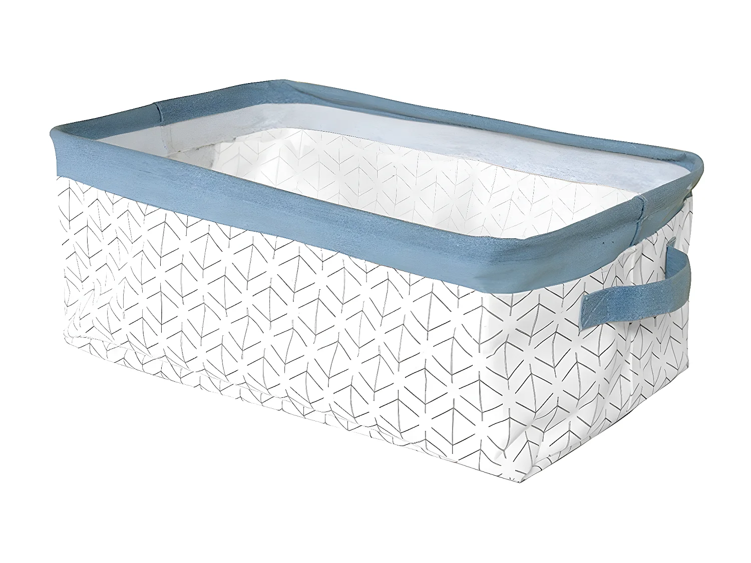 Panier blanc et bleu 2 poignées 43x26x16cm