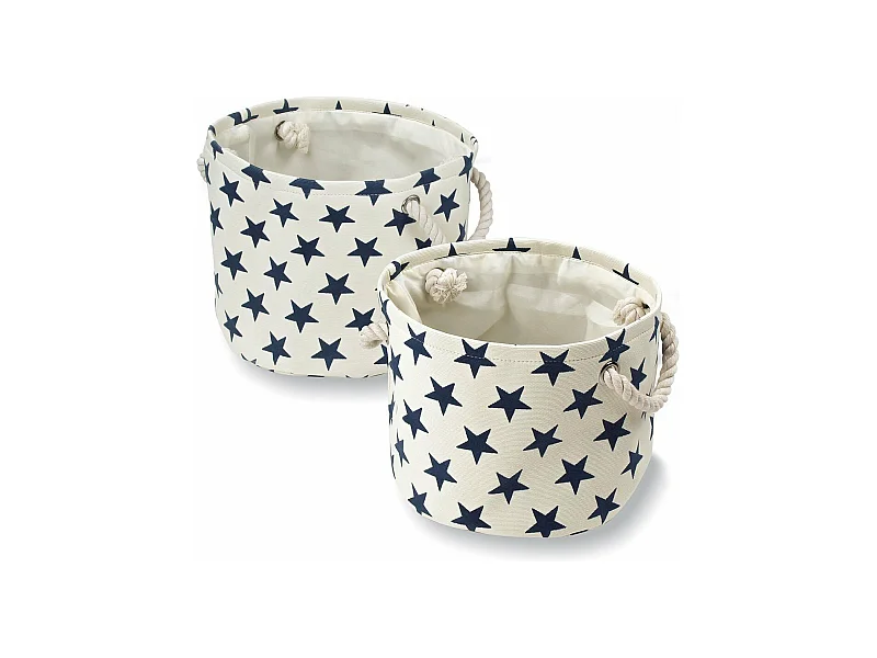 Set von 2 Leinwandkörben mit Sternenmuster