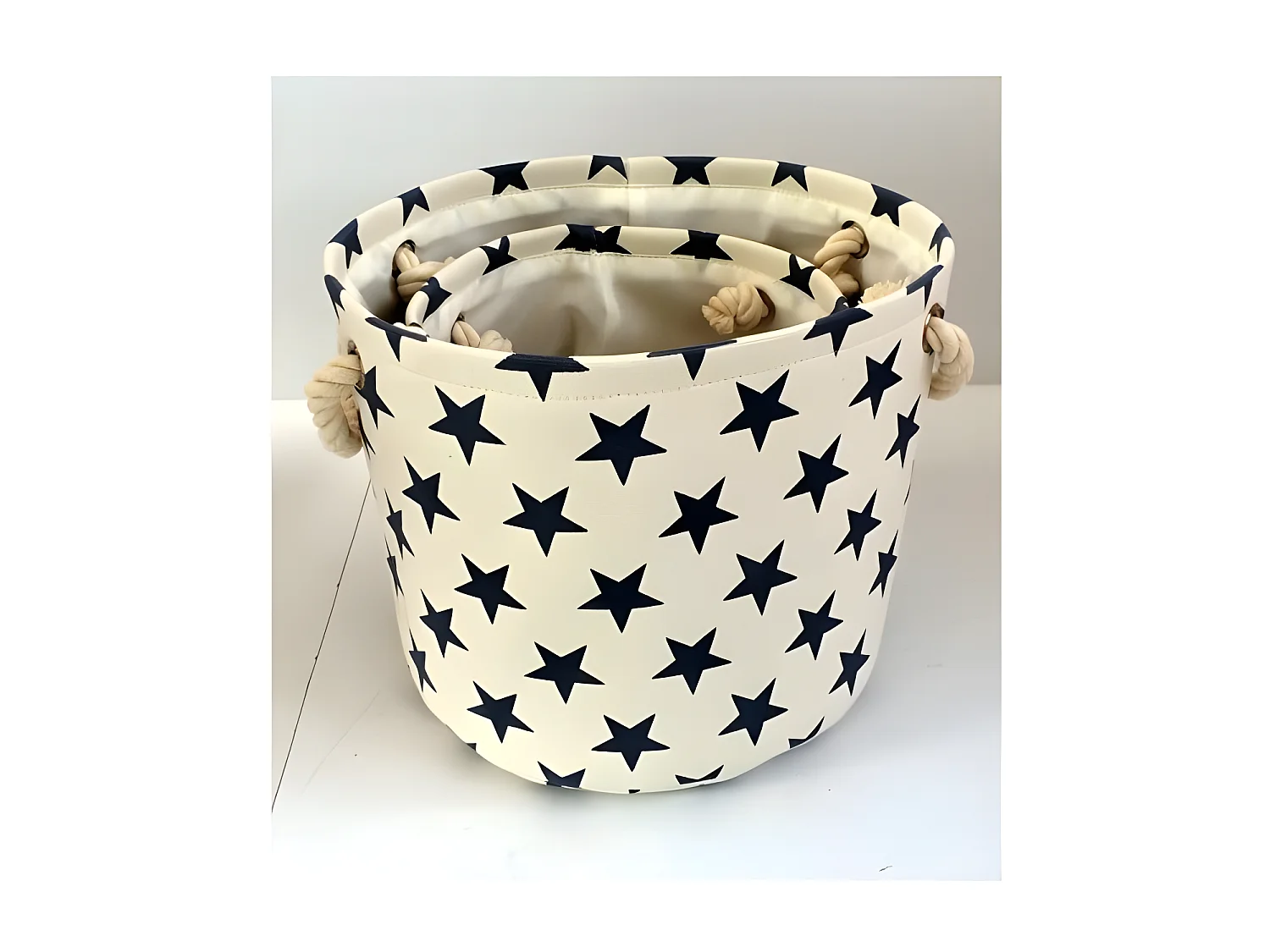 Set von 2 Leinwandkörben mit Sternenmuster