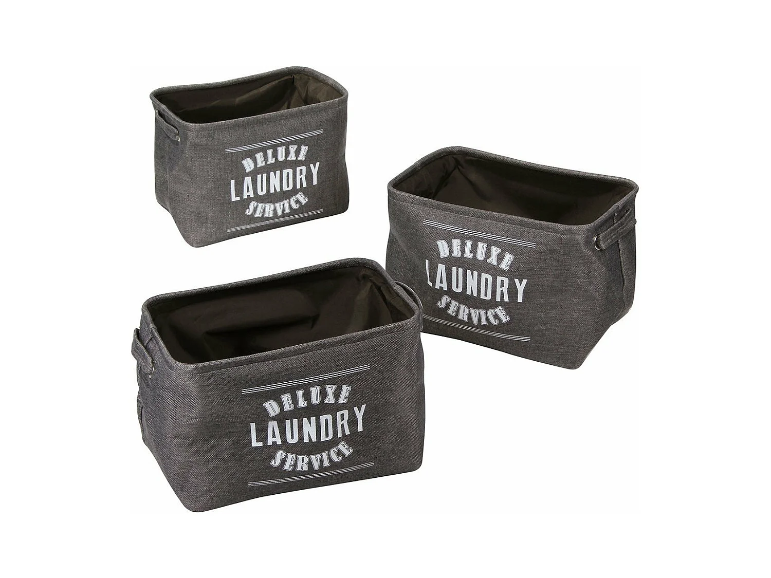 Lot de 3 paniers à linge en toile grise