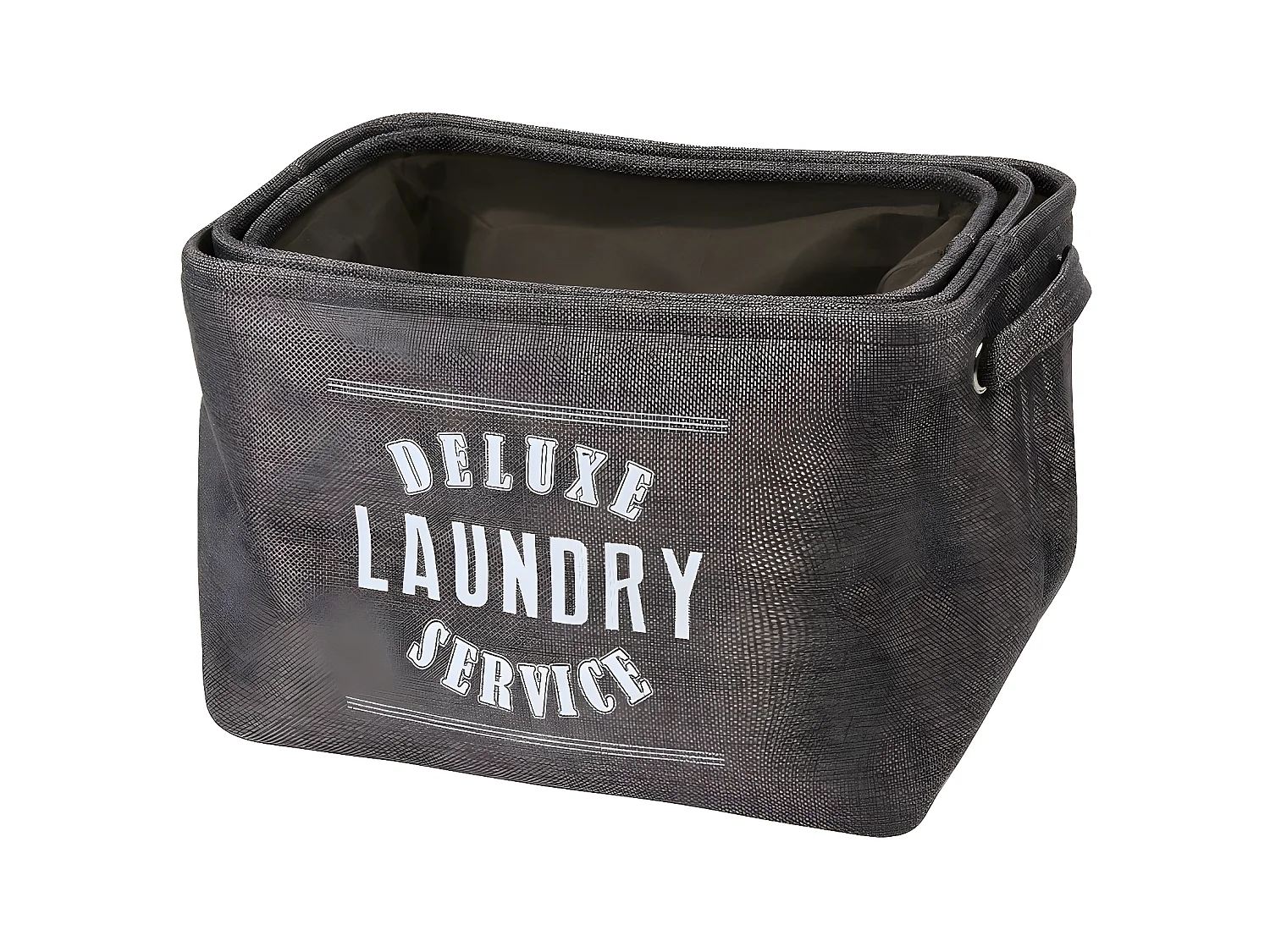 Lot de 3 paniers à linge en toile grise