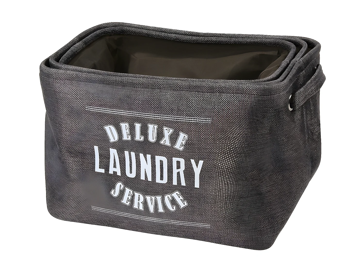 Lot de 3 paniers à linge en toile grise