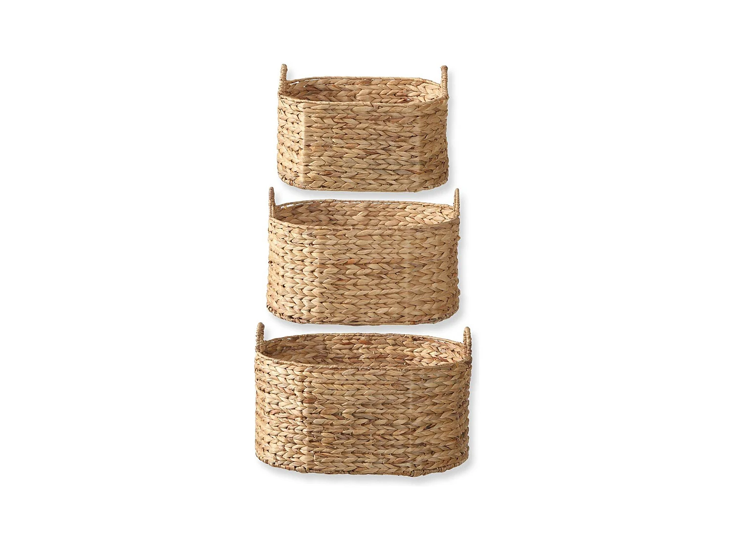 Lot de 3 Paniers Emboîtables en Jacinthe d'eau avec poignées