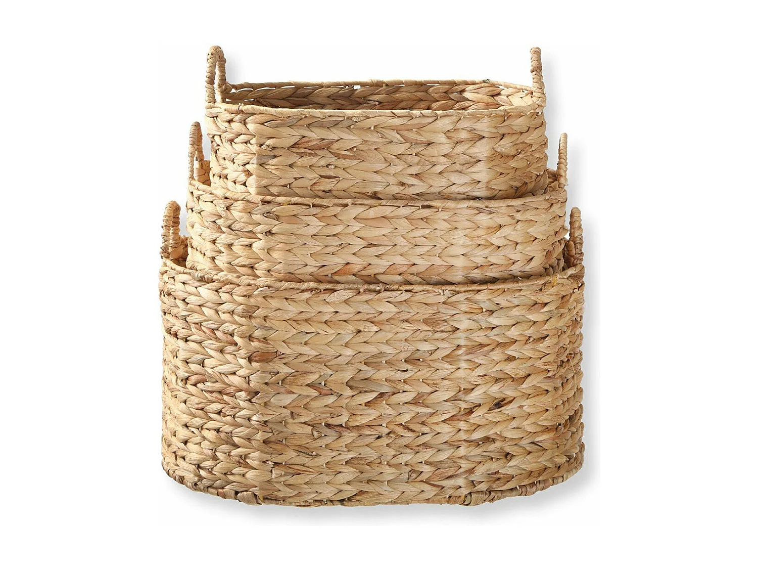 Lot de 3 Paniers Emboîtables en Jacinthe d'eau avec poignées