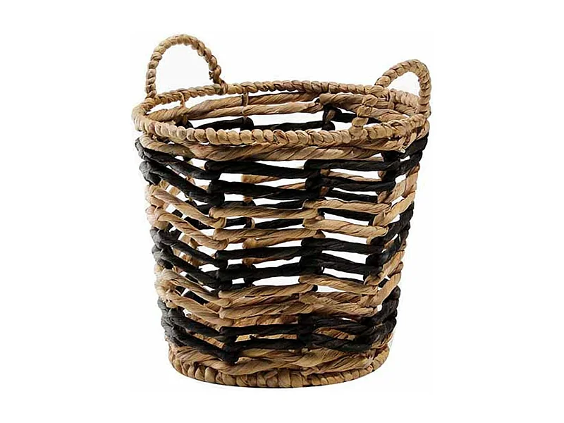 Cesto di giunco d'acqua bicolore con motivo geometrico - 30 x 34 cm