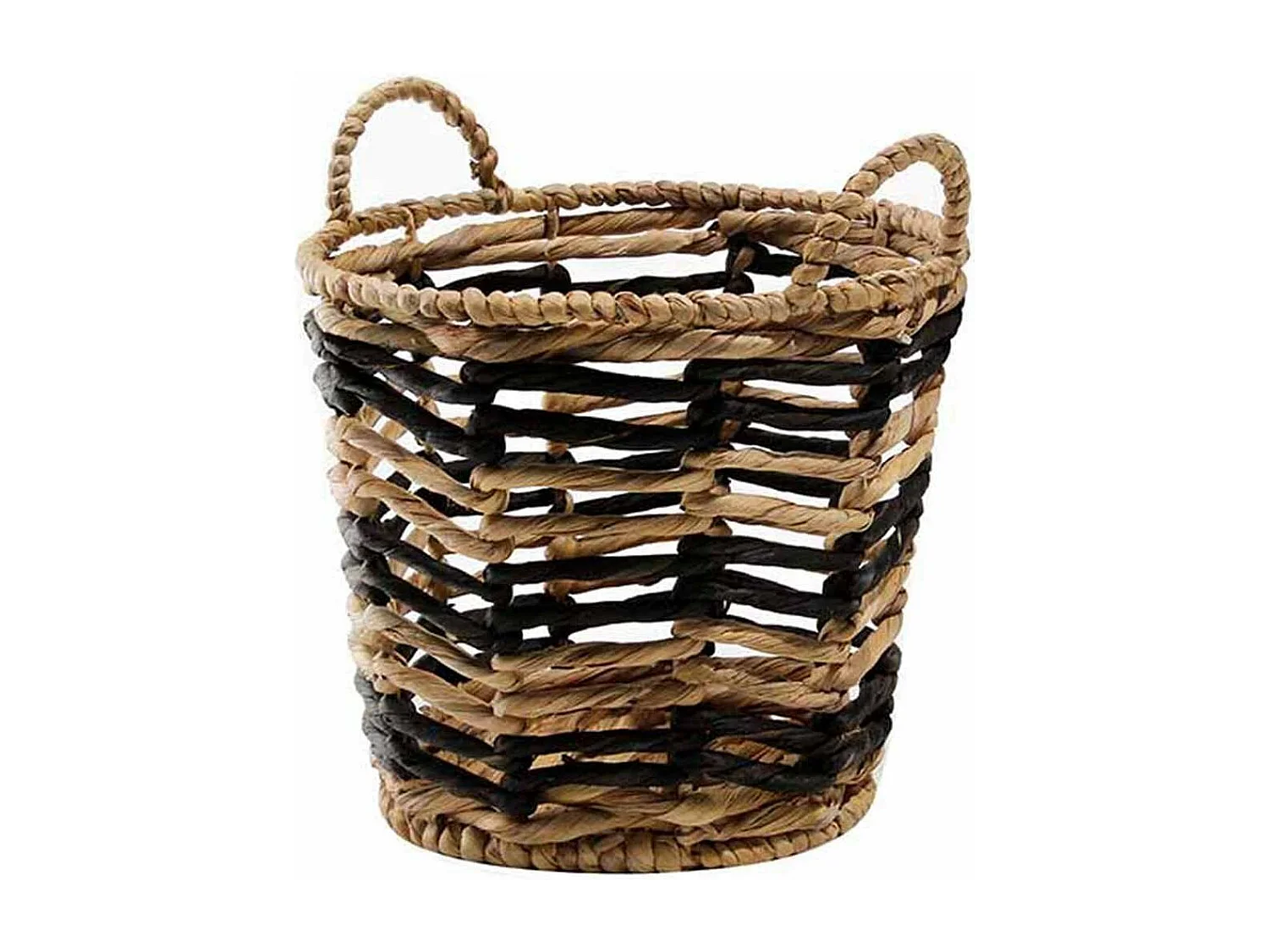 Waterhyacint mand met geometrisch patroon - 30 x 34 cm