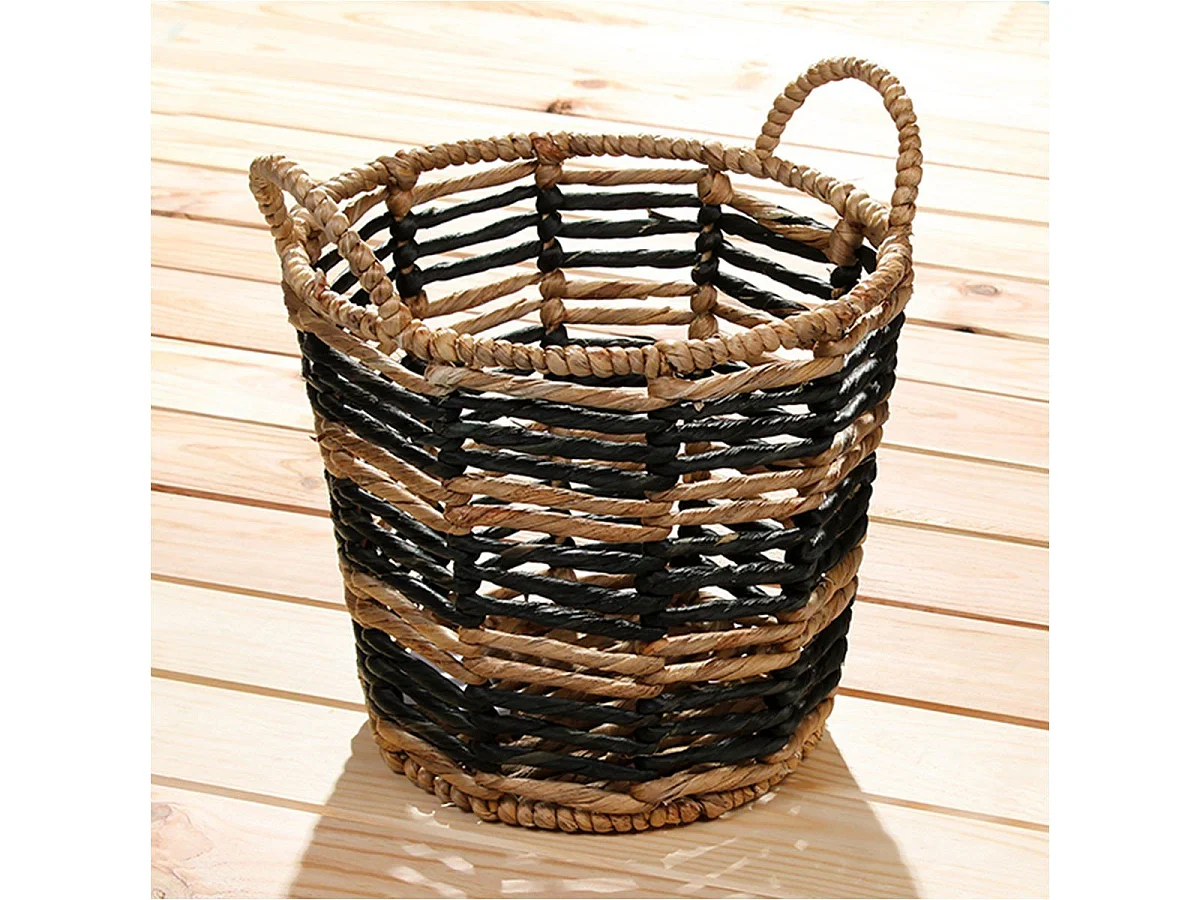 Waterhyacint mand met geometrisch patroon - 30 x 34 cm