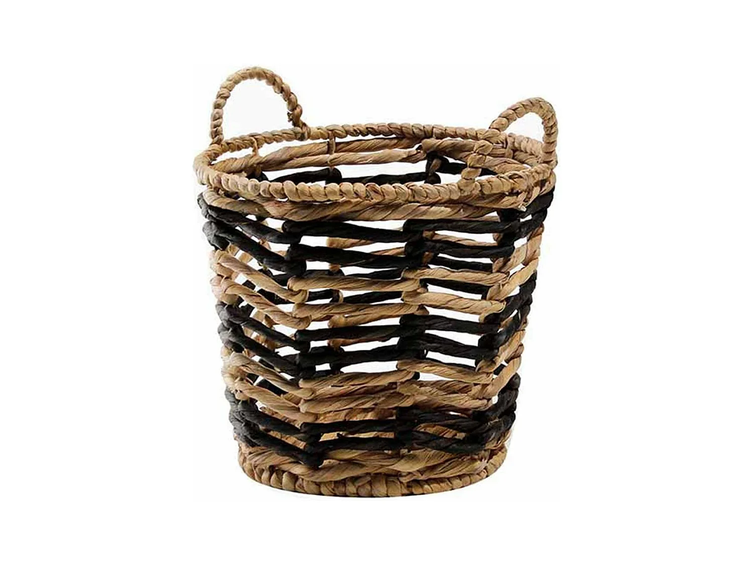 Panier jacinthe d'eau bicolore rond motif géométrique - 30 x 34 cm