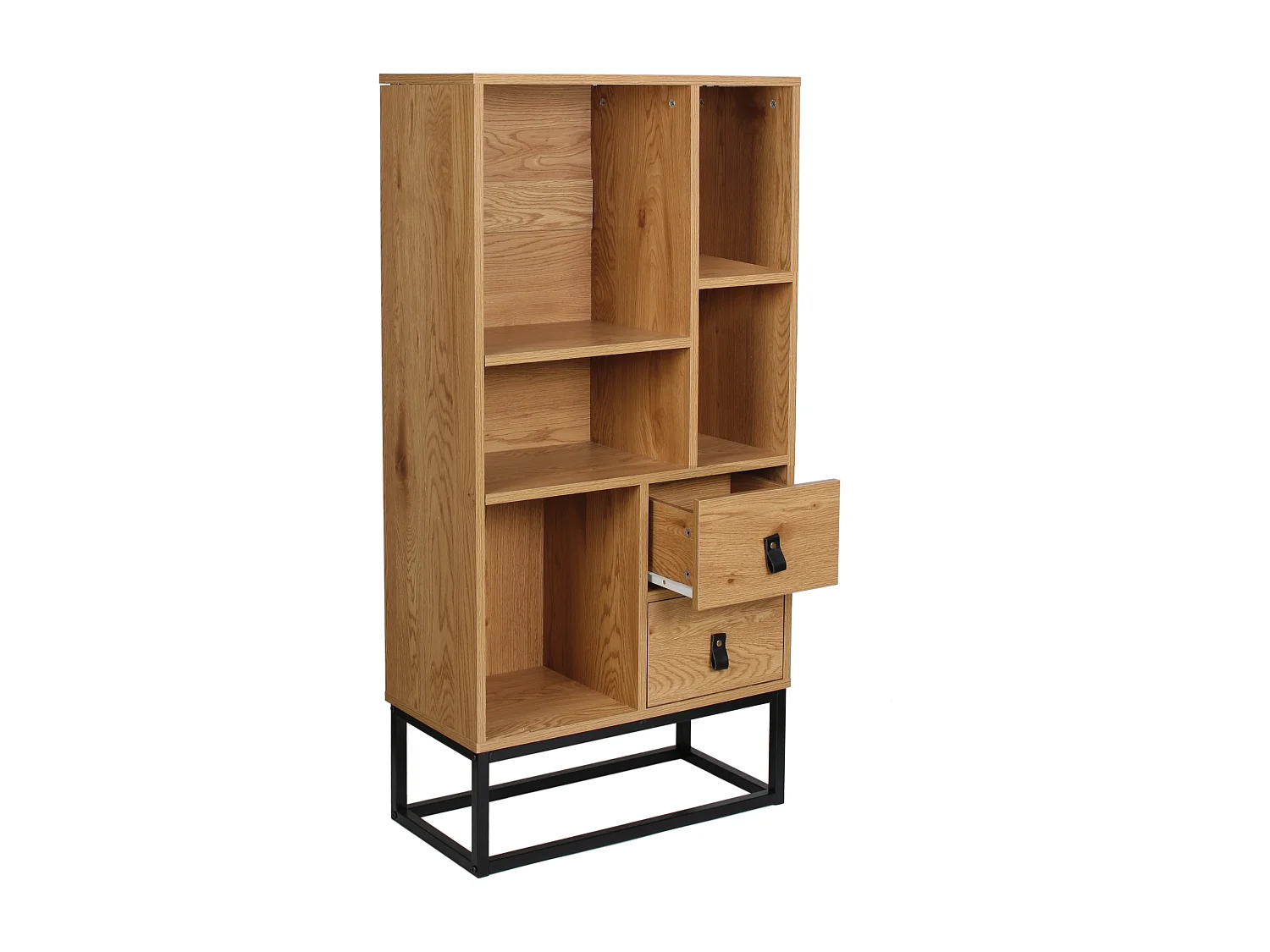 Bibliotheque Bois Et Metal Abbott Marron, Noir