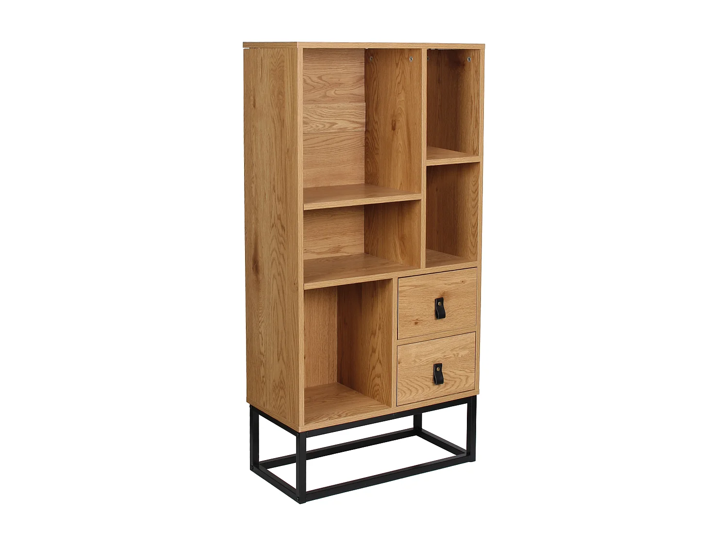 Bibliotheque Bois Et Metal Abbott Marron, Noir